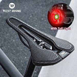 자전거뒷안장 WEST BIKING 남성용 3D 프린트 자전거 새들 탄소 시트 철인 3 종 경기 레이싱 MTB