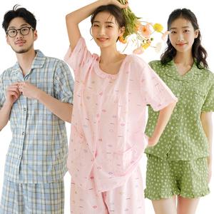 [30%] 파란 여름신상 커플잠옷 파자마 홈웨어 반팔 순면 끈 원피스