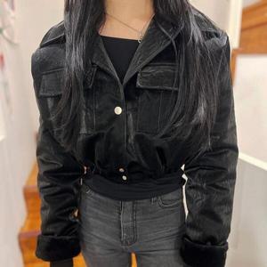 /옷자락 여자 에코밍크퍼 안감 파티룩 가죽 자켓