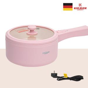 크루거 편수 유리뚜껑 편수 전기냄비 KR-MC871P/핑크 1.6L 세라믹 멀티쿠커 라면쿠커
