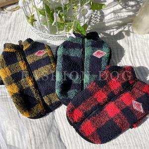 [OFM7LM71]강아지 체크 뽀글이 자켓 1P 겨울 후리스