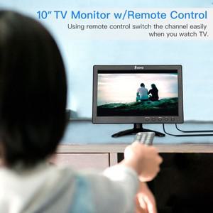 Eyoyo-10 인치 소형 TV HDMI 모니터 1024x600 LCD 화면, VGA USB 원격 제어 디스플레이 DVD PC 보안 시스템