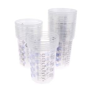 일회용 페인트 혼합 보정 컵  투명 눈금 플라스틱 액체 측정 600ml  10 개  50 개