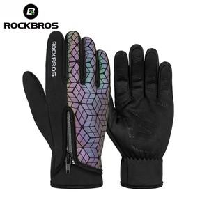 ROCKBROS 겨울 자전거 장갑 터치 스크린 열 양털 스키 자전거 장갑 등반 남자 여자 Windproof 따뜻한 사이