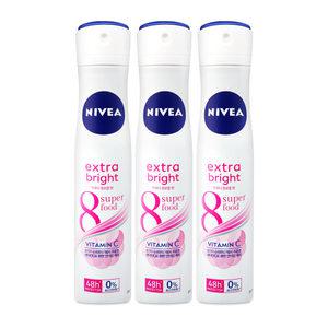 니베아 데오드란트 스프레이 엑스트라 브라이트 200ml 3개