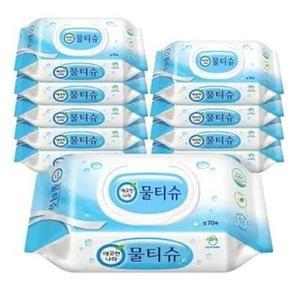 깨끗한나라 페퍼민트 물티슈 캡용기 70매 10팩