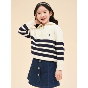 [빈폴키즈] 스트라이프 반집업 스웨터 아이보리 (BI4151U030)