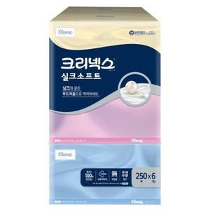 집들이선물세트휴지 크리넥스 실크소프트 천연펄프 미용티슈 250매 6개