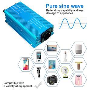 차량용 순수 사인파 인버터, 12V, 24V ~ 220V, 1000W, 2200W, 태양 에너지 배터리 전압 변압기, 50Hz