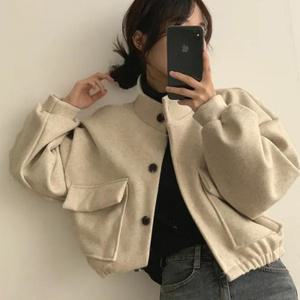 가을 겨울 모던 숏코트 여성 가오리핏 크롭 코트 짧은 아우터