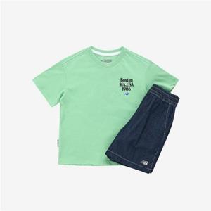 뉴발란스키즈(NB Kids) PLAY DENIM_일러스트 반팔 데님 셋업 NK9YF2503U_Light Green