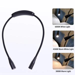 4 LED 휴대용 목 독서 책 조명 USB 충전식 3 색 밤 램프 바느질 뜨개질 캠핑 수리 빛