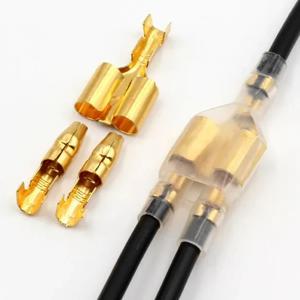 25 50sets 4.0mm 총알 압착 단자 자동차 전기 와이어 커넥터 직경 암 + 수 + 외장 케이스 냉간 압착 단자 1in2out