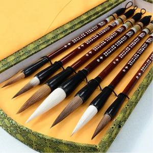 7pcs 중국 서예 브러쉬 펜 상자 세트 쓰기 브러쉬 도구 서예 잉크 Caligrafia 미술 그림 공예 용품