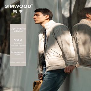 SIMWOOD 2025 봄 여름 특대 얇은 경량 야외 숨겨진 후드 재킷 남성 주름 패브릭 재킷