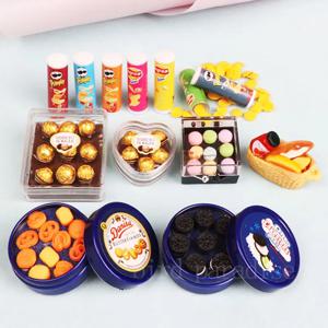 1/6 Miniatrue 인형 음식 미니 초콜릿 쿠키 상자 감자 칩 모델 장난감 Bjd 인형 집 Scence 액세서리 놀이 척
