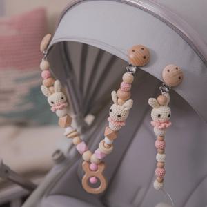 나무 Teether 아기 침대 교수형 딸랑이 장난감 크로 셰 뜨개질 딸랑이 아기 컴포트 장난감 귀여운 동물 크로 셰 뜨개질 룸 장식 아기 유모차 딸랑이 장난감