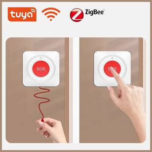 Tuya WiFi/Zigbee 스마트 SOS 버튼 무선 간병인 호출기 전화 경고 송신기 어린이 노인 환자를위한 비상 호출 버튼