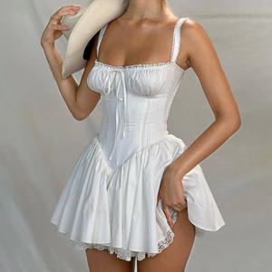 Rockmore 우아한 파티 드레스 숙녀 패션 저녁 Bodycone a 라인 Pleated 푹신한 드레스 레이스 섹시한 볼 가운 미니 Sunderss