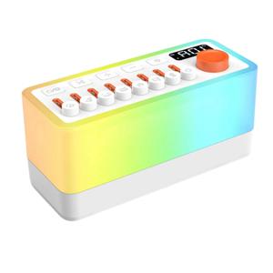 8가지 자연 소리, 휴대용 블루투스 스피커, 12가지 색상 야간 조명을 갖춘 BABQ 백색 소음 수면 사운드 머신