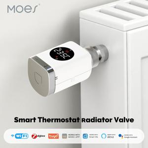 MOES 스마트 지그비 와이파이 라디에이터 액추에이터, TRV 프로그래밍 가능 온도 조절 밸브 앱 원격 온도 컨트롤러, 알렉사 구글 홈
