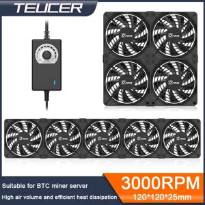 TEUCER 3000RPM 120MM 대용량 220V Btc 마이닝 머신 워크스테이션 캐비닛 서버 케이스 냉각 시스템 팬(어댑터 포함)