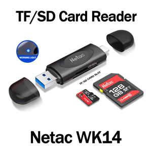 Netac WK14 카드 리더기 USB3.0 허브 고속 전송 2-in-1 다기능 TF/SD 변환기 카메라 폰 컴퓨터 이중 용도