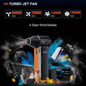 THERAGUN X3Pro 휴대용 미니 터보 제트 팬, 150000 자동차 건조기/PC/가정용 산업용 덕트 송풍기용 RPM 강력한 압축 공기 먼지떨이