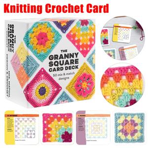 DIY 니트 패턴 카드 믹스 매치 디자인, 초보자용 할머니 스퀘어 카드 데크, 뜨게 책 배우기, VIE LENTE, 상자당 50 개 뜨개질 니팅용품