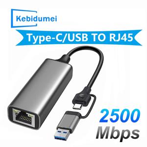 2500Mbps 유형 C-네트워크 카드 RJ45 LAN 2.5Gbps USB 3.0 변환기 USB C 2.5G PC 노트북 용 외부 이더넷 기가비트 어댑터