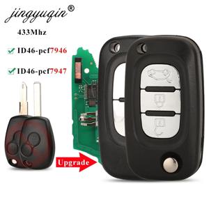 Jingyuqin 2/3BTN 수정 된 플립 433Mhz ID46-7946 /7947 Renault Vivaro Movano 교통 마스터 Kangoo Clio Dacia 용 자동차 원격 키