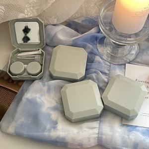 1PC 캔디 컬러 콘택트 렌즈 상자 여행 키트 홀더에 대 한 트위터 흡입 스틱 세트와 솔리드 컬러 휴대용 콘택트 렌즈 케이스