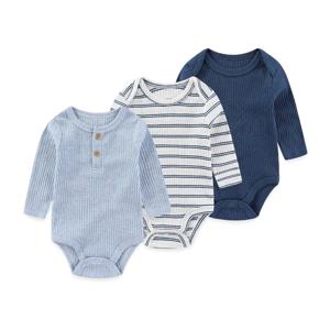 Kiddiezoom 3 Pcs 신생아 만화 긴 소매 100% 코튼 아기 소년 소녀 Bodysuit 부드러운 유아 Onesies 의류
