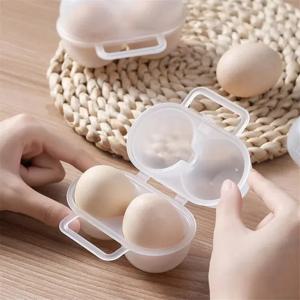 1pc 2 셀 야외 휴대용 계란 상자 플라스틱 계란 트레이 냉장고 계란 보관 상자 충격 흡수 및 안티 드롭 계란 로드