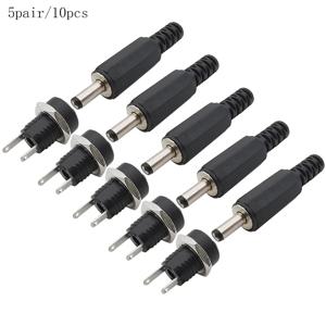 10PCS 5Pair 5.5x2.1mm DC 전원 플러그 남성 여성 잭 소켓 너트 패널 마운트 DC 전원 어댑터 커넥터