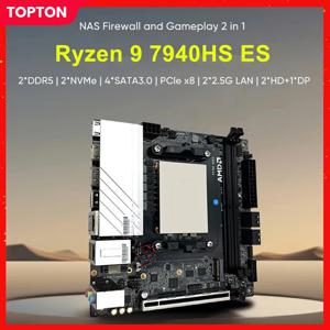 Topton NAS 게이밍 마더보드 AMD Ryzen 9 7940HS ES 7840HS ES 2xNVMe 4xSATA PCIEx8 2xDDR5 2x2.5G LAN 방화벽 NAS ITX 메인보드