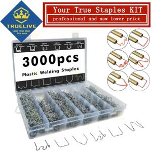 3000/1200/600PCS 핫 스테이플러 스테이플 플라스틱 용접 용접기 손톱 키트 자동차 범퍼 수리 용접 총 핫 스테이플러 S 웨이브 M 플랫