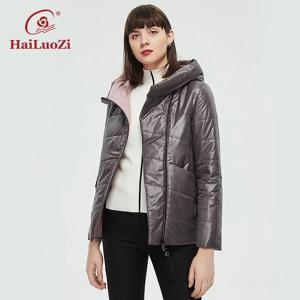 HaiLuoZi-캐주얼 후드 파카 숏 면 따뜻한 코트 여성용, 패션, 가을 겨울, 플러스 사이즈, 10