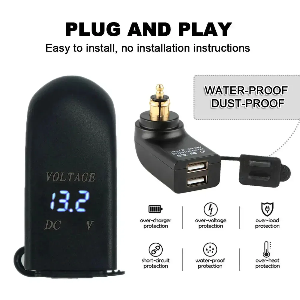 Hella DIN 플러그 소켓 용 BMW R1200RT R1200GS R1250GS F850GS F700GS S1000XR 용 12-24V 오토바이 듀얼 USB 충전기 전원 어댑터