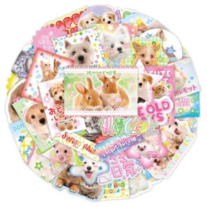 40pcs 레트로 귀여운 만화 스크랩북 스티커 Kawaii 강아지 새끼 고양이 토끼 저널 스티커 DIY 장식 편지지 전화 쉘 스티커