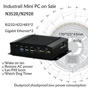 듀얼 COM 듀얼 LAN 팬리스 미니 PC Intel Celeron N3520 RS232,422,485 COM USB WIFI 산업용 PC 데스크탑 컴퓨터