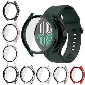 삼성 갤럭시 시계 4/5/6용 유리 + 케이스 44mm 40mm, 갤럭시 시계 6용 올라운드 화면 보호기 하드 PC 범퍼 강화 유리