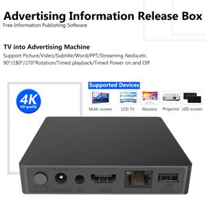 광고 박스 디지털 사이니지 플레이어, 4K 안드로이드 정보 공개 그림, 롤링 자막 분할 화면 디스플레이