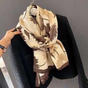 용수철 가을 여성용 부드러운 코튼 리넨 꽃 스카프, 어머니용 파란색 스카프, 트렌디한 숄 목걸이, 신제품