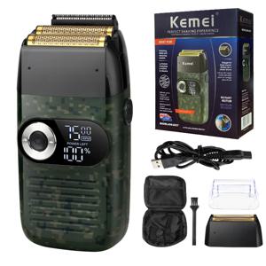 기존 Kemei KM-2026 KM-2027 2 In 1 충전식 전기 면도기 LCD 왕복 면도기 남성용 USB 충전 수염 트리머