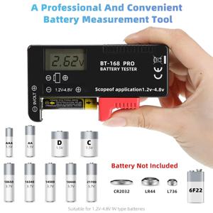 Bt-168Pro 배터리 테스터 검사기, 9V 1.5V 용 디지털 디스플레이 배터리 테스터 검사기, AA AAA C D 버튼 셀 배터리 검사기