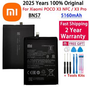 2025 년 100% 오리지널 BN57 5160mAh 전화 배터리 Xiaomi Pocophone X3 NFC / Poco X3 Pro 교체 배터리 빠른 배송