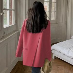 2025 백 슬릿 디자인 블레이저 코트 여성 캐주얼 패션 느슨한 한국 재킷 streetwear 세련된 긴 소매 모든 경기 새로운 정장상의