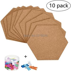 8pcs 자기 접착 코르크 보드 타일 사무실 홈 나무 사진 배경 육각형 스티커 벽 메시지 그리기 게시판