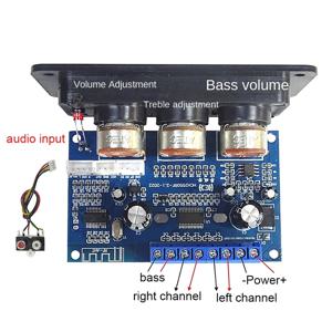 2.1 채널 디지털 파워 앰프 보드, AUX 오디오 케이블, 2x25w, 50W BT5.0 서브우퍼 클래스 D 앰프 보드 DC12-20V